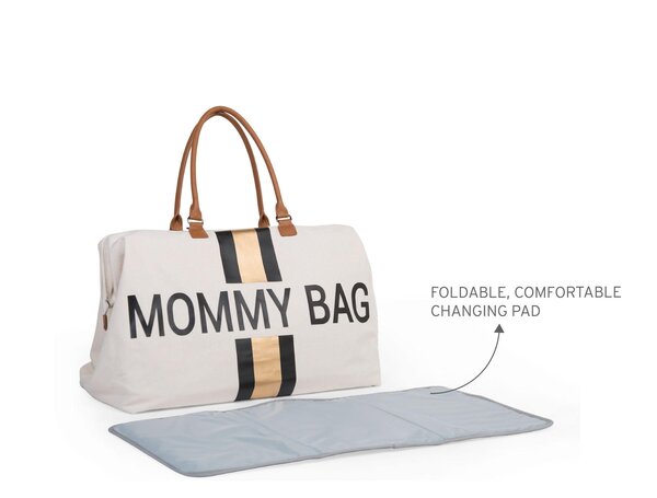 Childhome Mommy Bag nursery bag Off White Stripes Black/Gold - Childhome