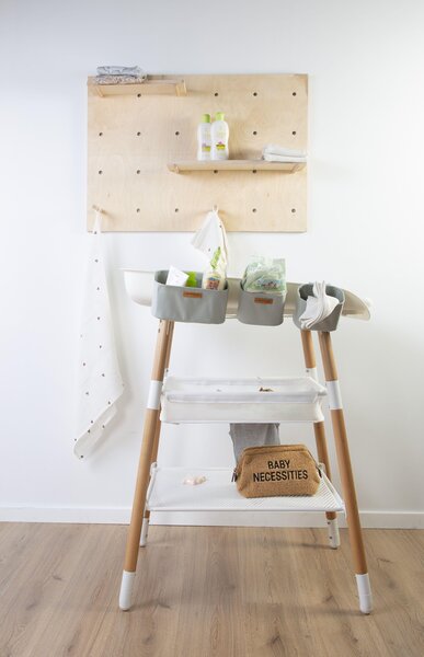 Childhome hanging baskets set of 3 + hooks Light Grey - Childhome