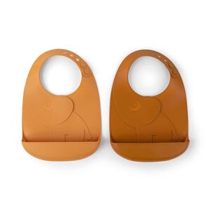 Done by Deer Peekaboo bib 2-pack Elphee, Mustard - Elodie Details