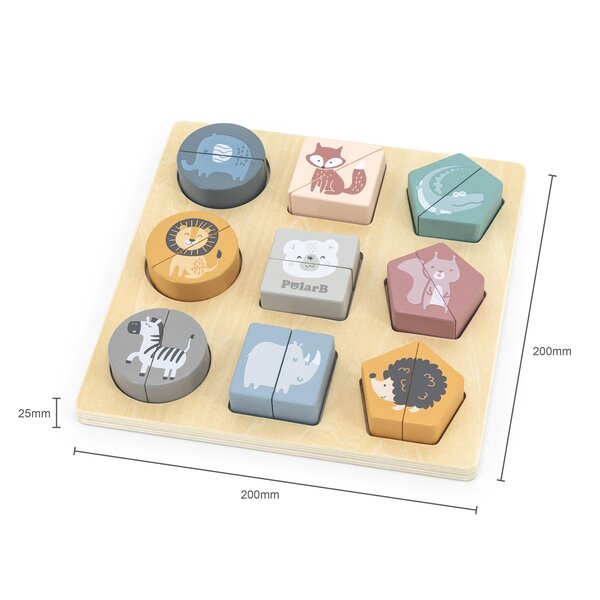 PolarB Shape Block Puzzle - Wild Animals Multicolor - PolarB