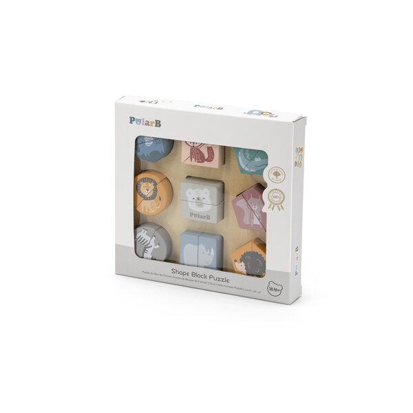 PolarB Shape Block Puzzle - Wild Animals Multicolor - PolarB