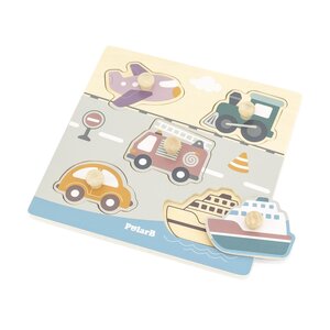 PolarB Flat Puzzle -Transportation Multicolor - Done by Deer