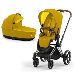 Cybex Priam V4 kомплект коляски Mustard Yellow, Chrome brown - Nordbaby