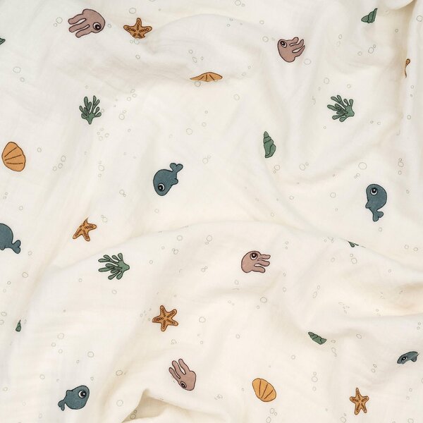 Done by Deer одеяло muslin 100x100cm, Sea friends Beige - Done by Deer