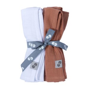 Nordbaby muslin swaddle 2pcs Swatri, Natural White/Peach - Nordbaby