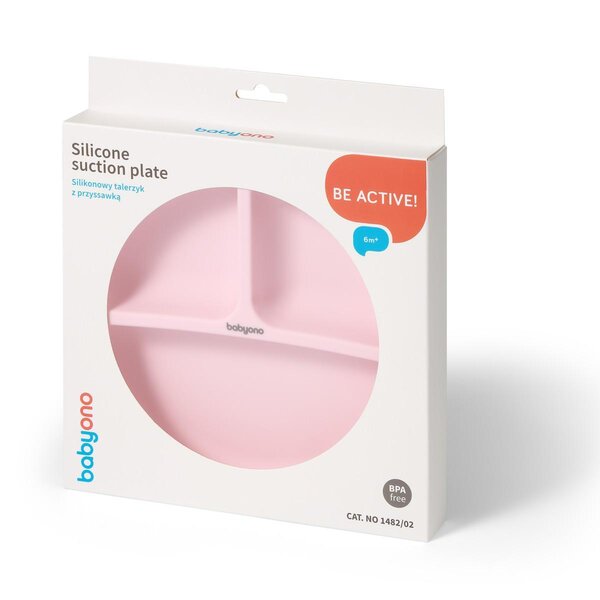 BabyOno Silicone suction plate Pink - BabyOno