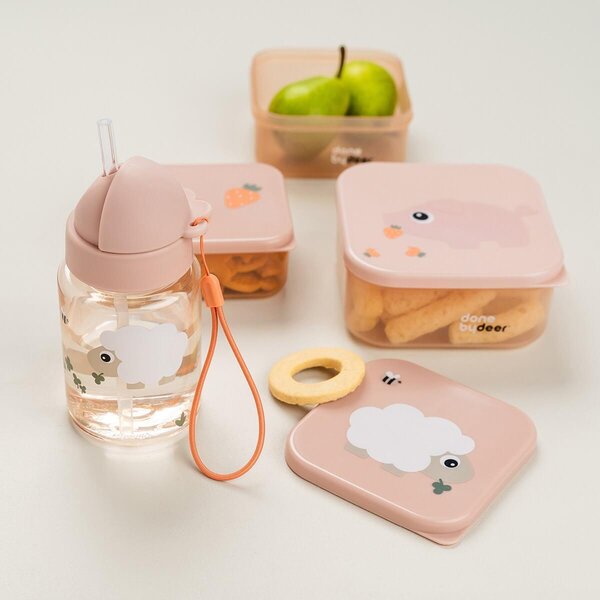 Done by Deer бутылочка с соломинкой 280ml, Tiny farm Powder - Done by Deer