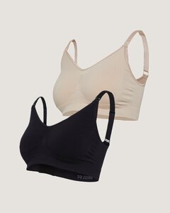 Carriwell Nursing Bra 2-pack S/M Black+Honey/GRS - Carriwell