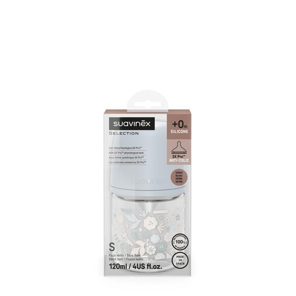 Suavinex Стеклянная бутылочка для кормления 120ml, Wonderland Blue - Suavinex