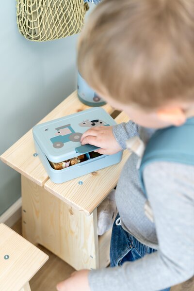 Done by Deer Lunch box with divider Tiny farm Blue - Done by Deer