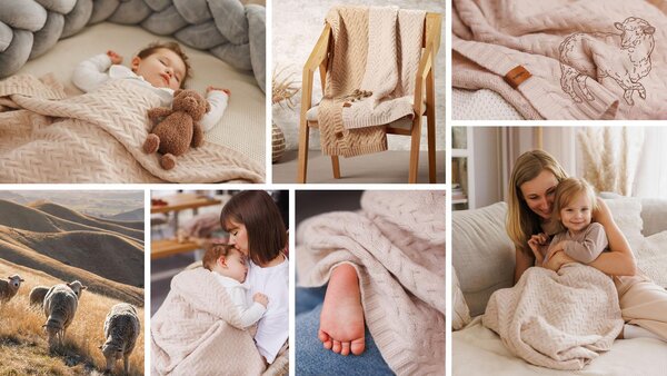 BabyOno Merino wool blanket 75x100cm, Beige - BabyOno