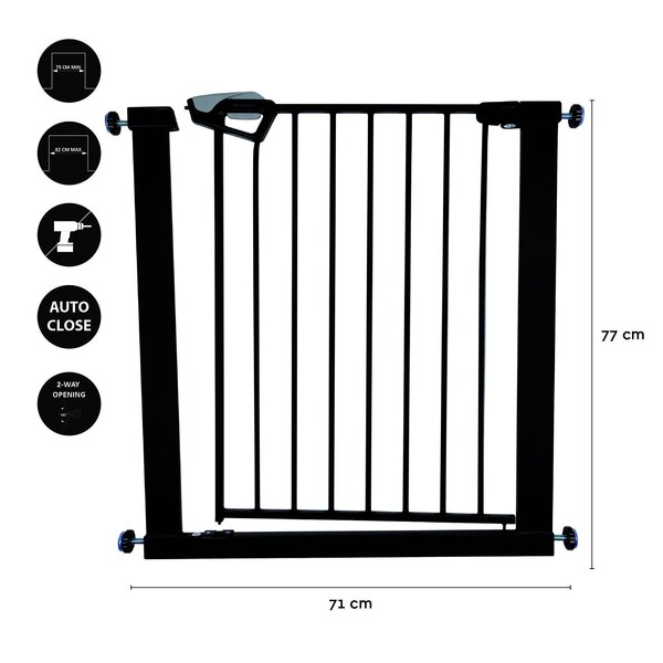 Tinynord safety gate GIA 75-82x4x77 cm Black - Tinynord