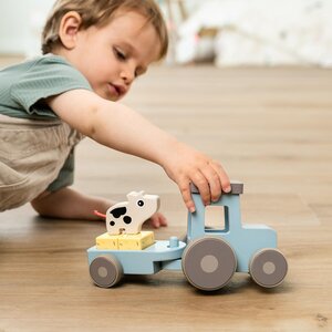Done by Deer деревянная игрушка Tiny farm tractor Dotti Blue - Done by Deer