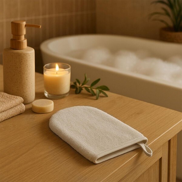 BabyOno Bamboo baby wash mitt Beige - BabyOno