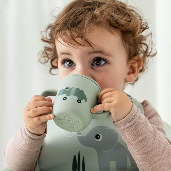 Done by Deer silicone spout cup 2-handle Playground Green - Done by Deer