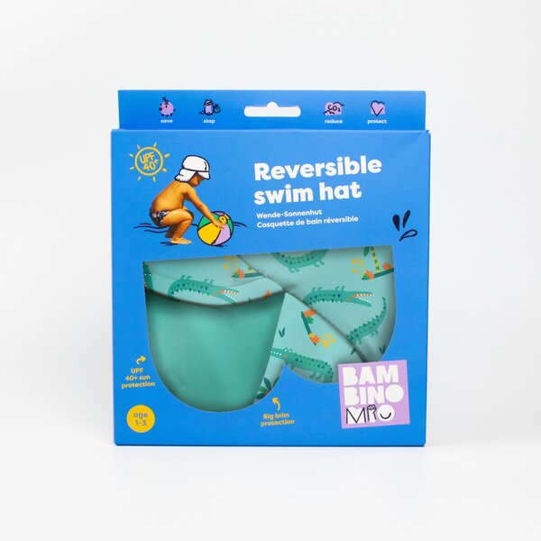 Bambino Mio Reversible Swim Hat 
0-12M, Crafty Croc - Bambino Mio