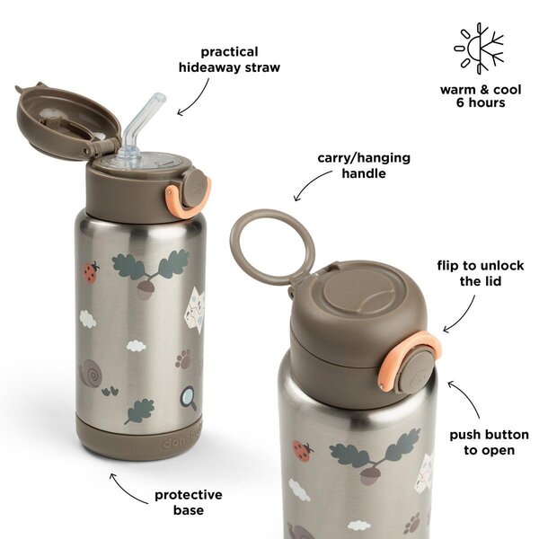 Done by Deer Insulated straw bottle 340ml, Tiny trails Sand - Done by Deer