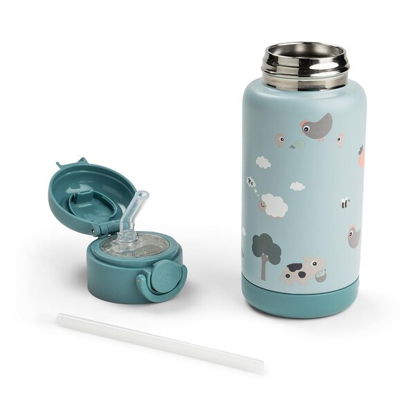 Done by Deer Insulated straw bottle Tiny farm 340ml Blue - Done by Deer