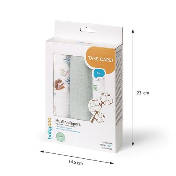 BabyOno Muslin diapers super soft Hedgehog - BabyOno