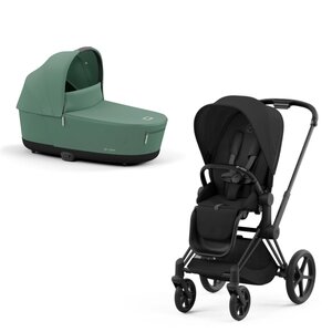 Cybex Priam V4 stroller set Leaf Green-Sepia Black, Frame Matt Black - Cybex